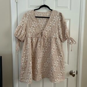 SHEIN Elegant Cream Floral Women's Dress